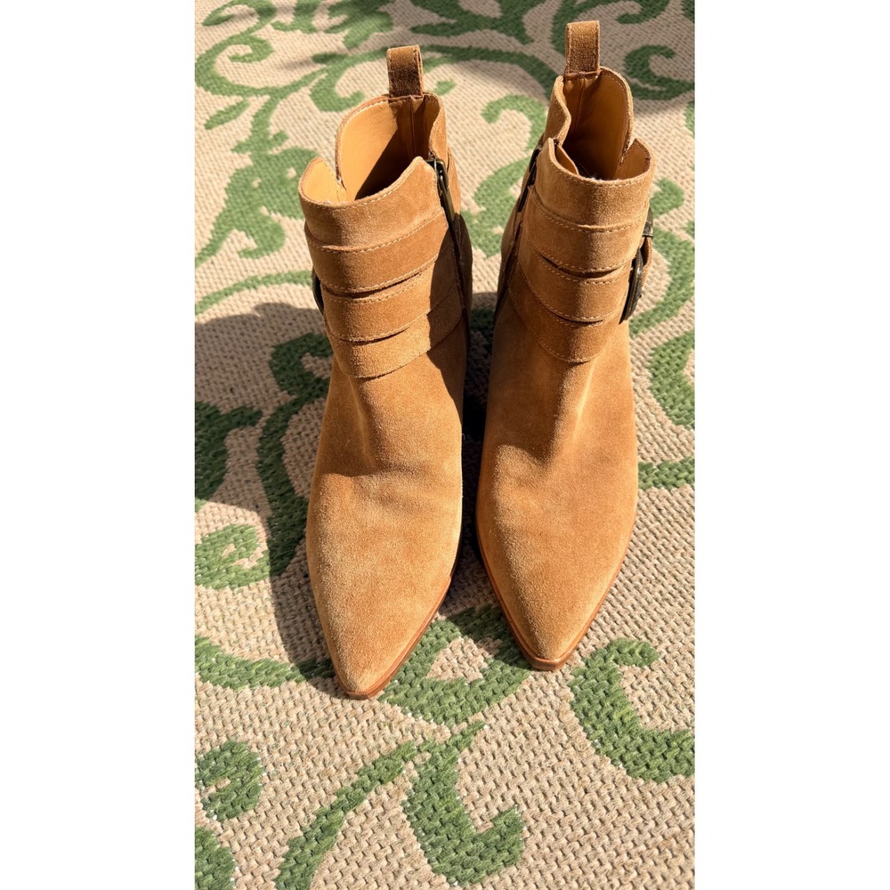 Marc Fisher LTD Mlyandi Tan Suede Pointed Toe Western Ankle Boots Size 8.5 M